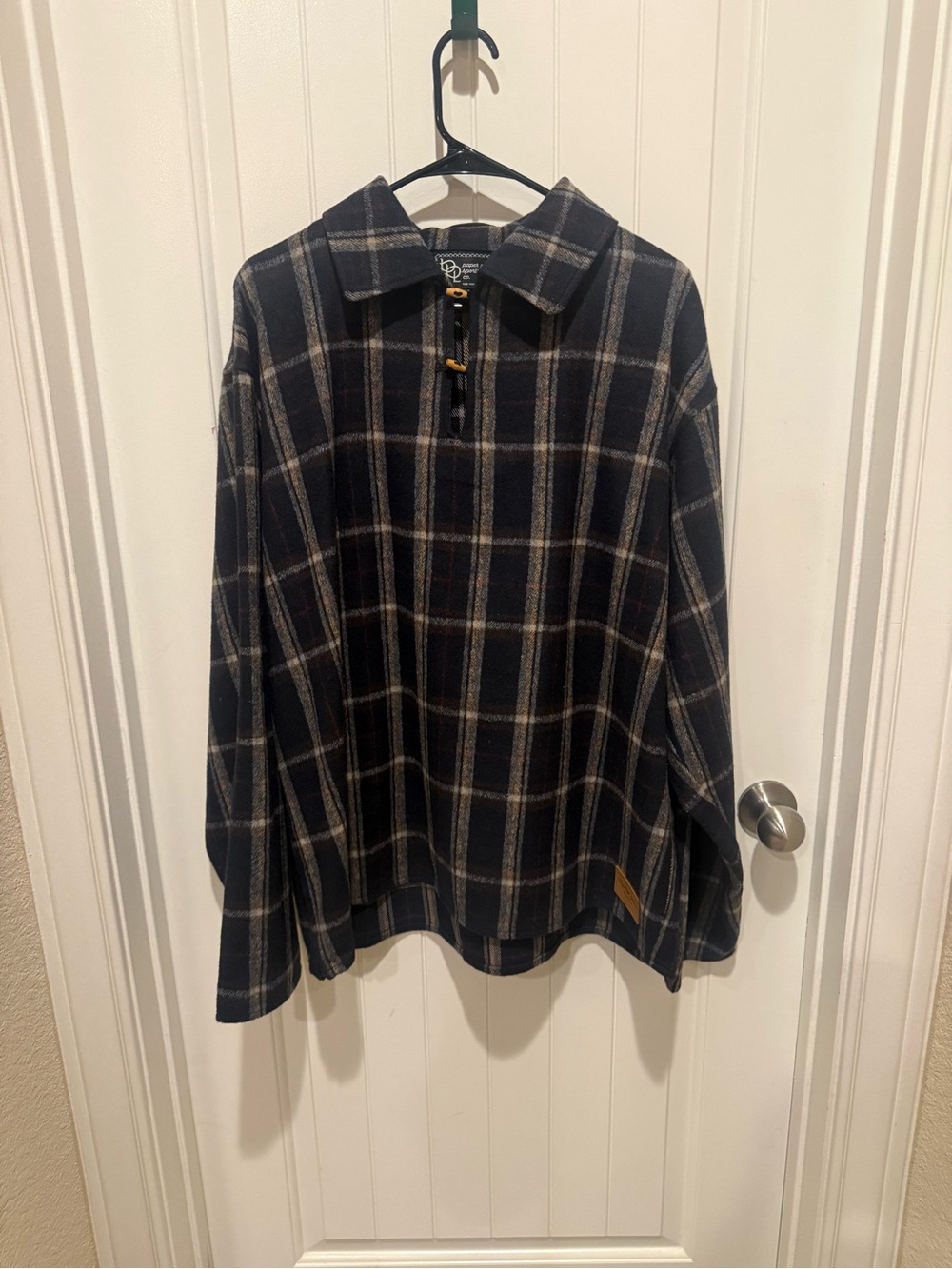 Paper Planes Navy Plaid Pullover Shirt Jacket Size XL NWT